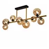 ETC-SHOP Plafonnier avec boule de projecteur en verre Plafonniers boules de verre Table à manger, led laiton ambre 9 lumières, 3,5W 350lm 3000K, LxlxH