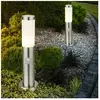 ETC-SHOP Borne E27 lampadaire jardin lumière extérieure détecteur de mouvement, étanche IP44, capteur, acier inoxydable argent opale, 1x douille E27, DxH