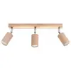 ETC-SHOP Plafonnier spot plafond moderne 3 flammes salon avec spot orientable en bois, spot marron naturel, 3x GU10, l 45 cm, salle à manger