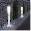 ETC-SHOP Lot de 2 lampes sur pied en acier inoxydable prises extérieures détecteur de mouvement chemin de jardin lumière argent