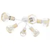 ETC-SHOP Plafonnier lampe en métal blanc bois raphia abat-jour rétro design éclairage