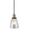 ETC-SHOP Suspension abat-jour lampe suspension suspension lampe suspension salle à manger, métal verre transparent noir, 1x douille E27, DxH 14x113 cm