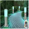 ETC-SHOP Ensemble de 4 lampes sur pied d'extérieur à led rvb télécommande dimmable détecteur de mouvement en acier inoxydable lumières de chemin de jardin