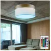 Etc-shop - Plafonnier couloir textile abat-jour lampe bois beige téléc...