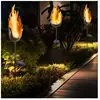 ETC-SHOP Lot de 3 LED solaire extérieur plug lumières balcon verre boule lampes feu flamme effet terre pic