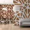Fotobehang hout 3D bruin wit, buitengewoon abstract fotobehang, 3D beh...