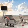 Fotobehang zee strandstoel, zee fotobehang zonsondergang, lichtblauw b...