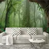 3D behang, Groen fotobehang met jungle motief, Jungle behang in groen,...