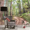 Fotobehang bos groen bruin, Bosbehang in 3,50 x 2,55 m, 3D vliesbehang...