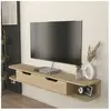 Meuble TV Karjali mural 150 x 30 x 19 cm effet chêne