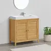 EN.CASA Meuble sous lavabo Värmdö avec 2 portes en bambou 60 x 67 x 30 cm
