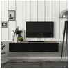 EN.CASA Meuble TV Toivakka 135 x 31 x 25 cm effet chêne et noir