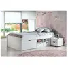 Interlink Lit banquette - Xavier - Pin massif - Blanc - Rangements