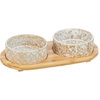 Trixie - Voerbak/Waterbak - Set - Keramiek/Bamboe - Wit/Natuur - 2X300 ML