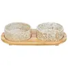 Trixie - Voerbak/Waterbak - Set - Keramiek/Bamboe - Wit/Natuur - 2X800 ML