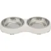 Trixie Set Mangeoire,Melam./AC.INOX.,2×0.2l/ø13/27×3×14,Bl