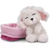 NICI Peluche Chien Caniche blanc de 12 cm endormi dans un panier mauve - Peluche douce et durable, mignonne peluche à câliner, pour jouer, pour enfants et adultes, une excellente idée de cadeau
