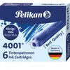 Pelikan, Cartouche de rechange + encrier, 4001 Tp/6 (Bleu, 6 pcs)