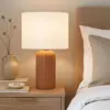 Trio Lampe de table céramique moka Lampe de table abat-jour textile bl...