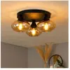 Plafonnier plafonnier lampe de salon métal noir verre ambre D 39cm