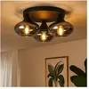 Plafonnier plafonnier lampe de salon métal noir verre fumé D 39cm