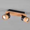 Trio Leuchten Plafonnier Aruni 801100232, Métal Noir Mat, Bois Naturel