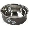 Gamelle en inox Karlie à motifs de pattes, noir pour chien - 450 mL, d...