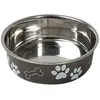 Gamelle en inox Karlie à motifs de pattes, noir pour chien - 800 mL, d...