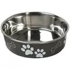 Gamelle en inox Karlie à motifs de pattes, noir pour chien - 1,5 L, di...