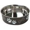 Gamelle en inox Karlie à motifs de pattes, noir pour chien - 2,2 L, 23...