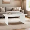 Idimex Table basse SALTO rectangulaire pour salon en bois massif blanc, 110x45 cm, élégante et minimaliste, pieds en bois