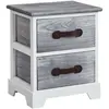 Idimex Table de chevet SALERNO table de nuit 2 tiroirs en bois de paulownia style shabby chic vintage vieilli gris blanc