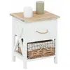 Idimex Table de chevet PERUGIA table de nuit 1 tiroir et 1 panier en bois de paulownia style shabby chic vintage rustique campagnard blanc