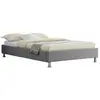 Idimex Lit futon simple pour adulte NIZZA 120x190 cm 1 place et demi / 1 personne, avec sommier et pieds en métal chromé, tissu gris