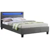 Idimex Lit simple adulte MIRANDO avec sommier 120x190 cm LED intégrées gris