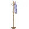 Idimex Porte-manteau MILA portant pour vêtements sur pied hauteur 174 cm socle rond et 8 crochets, meuble d'entrée en métal laqué or