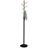 Idimex Porte-manteaux ENRICO portant à vêtements sur pied en forme d'arbre avec 6 crochets, en métal laqué noir et bois