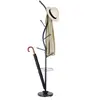 Idimex Porte-manteaux TRIANA portant à vêtements sur pied en forme d'arbre avec 6 crochets et un porte parapluie, métal laqué gris et bois