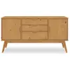 Idimex Buffet TIVOLI design vintage scandinave nordique commode bahut vaisselier 3 tiroirs 2 portes, pin massif finition bois teinté