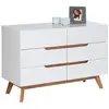 Idimex Commode TIBOR style scandinave design vintage nordique avec 6 tiroirs, en pin massif lasuré blanc