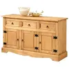 Idimex Buffet TEQUILA bahut commode vaisselier 3 tiroirs 3 portes, L 154 cm x H 88 cm x P 50 cm, style mexicain colonial en pin massif ciré