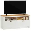 Meuble TV - IDIMEX - BOLTON - 2 tiroirs - Pin massif - Blanc et brun