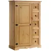 Idimex Buffet chiffonnier apothicaire pin massif style mexicain finition cirée