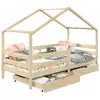 Lit cabane ENA - IDIMEX - Simple montessori 90 x 190 cm - Avec 2 tiroi...