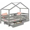 Lit cabane - IDIMEX - ENA - Pin massif lasuré gris - 90x190 cm - Avec ...