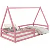 Idimex Lit cabane SILA 90x190 cm, lit simple enfant 1 place type Montessori, en pin massif rose