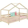 Idimex Lit cabane RENA lit simple pour enfant montessori 90 x 190 cm, avec barrières de protection, en pin massif à la finition naturelle