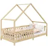 Lit cabane - IDIMEX - CORA - Pin massif - 90x200 cm - Finition naturel...