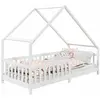 Idimex Lit cabane CORA lit enfant simple asymétrique montessori en bois 90 x 200 cm en pin massif lasuré blanc