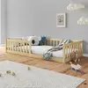 Idimex Lit enfant GUSTAVO lit au sol 90x190 cm d'inspiration Montessori, avec barrières de protection, en pin massif naturel